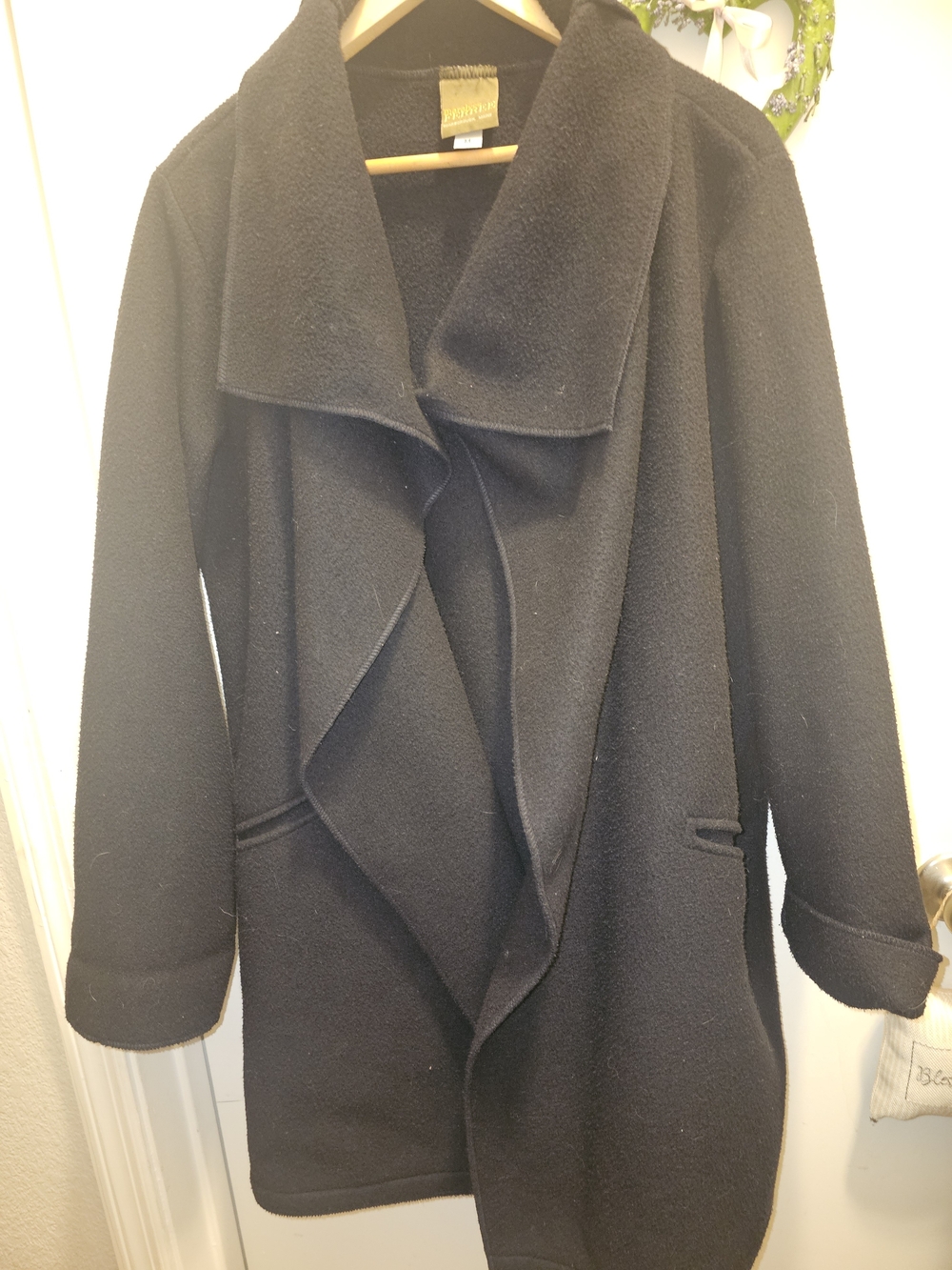Vtg WhimsiGoth Vtg Maralyce Ferree Black Fleece Wrap Coat Medium Gorp Core Y2K